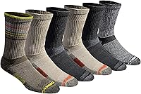 Eddie Bauer Men's Dura Dri Crew Socks - Moisture-Wicking, Cushioned Comfort & Heel Lock, 6 or 12 Pairs Pack