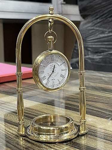 Miniatura 11 de Reloj de escritorio antiguo analógico de latón, reloj de mesa de escritorio personalizado, relojes de mesa grabados para regalo promocional de Latón