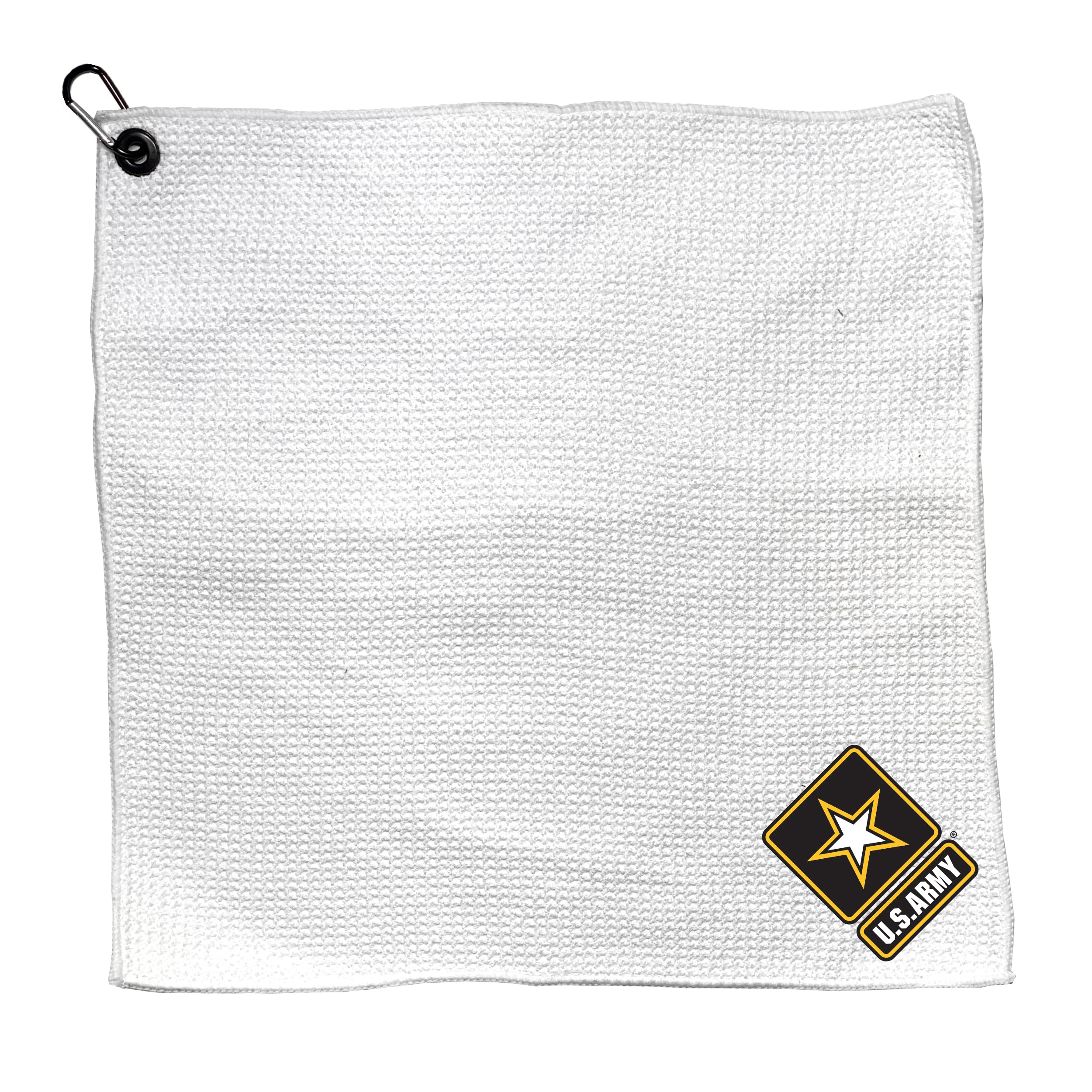 Team Golf Toalla militar de microfibra de 15 x 15 pulgadas (blanco) con mosquetón clip, microfibra de alta calidad con bolsillos profundos para gofres, absorción de agua superior y toalla de limpieza