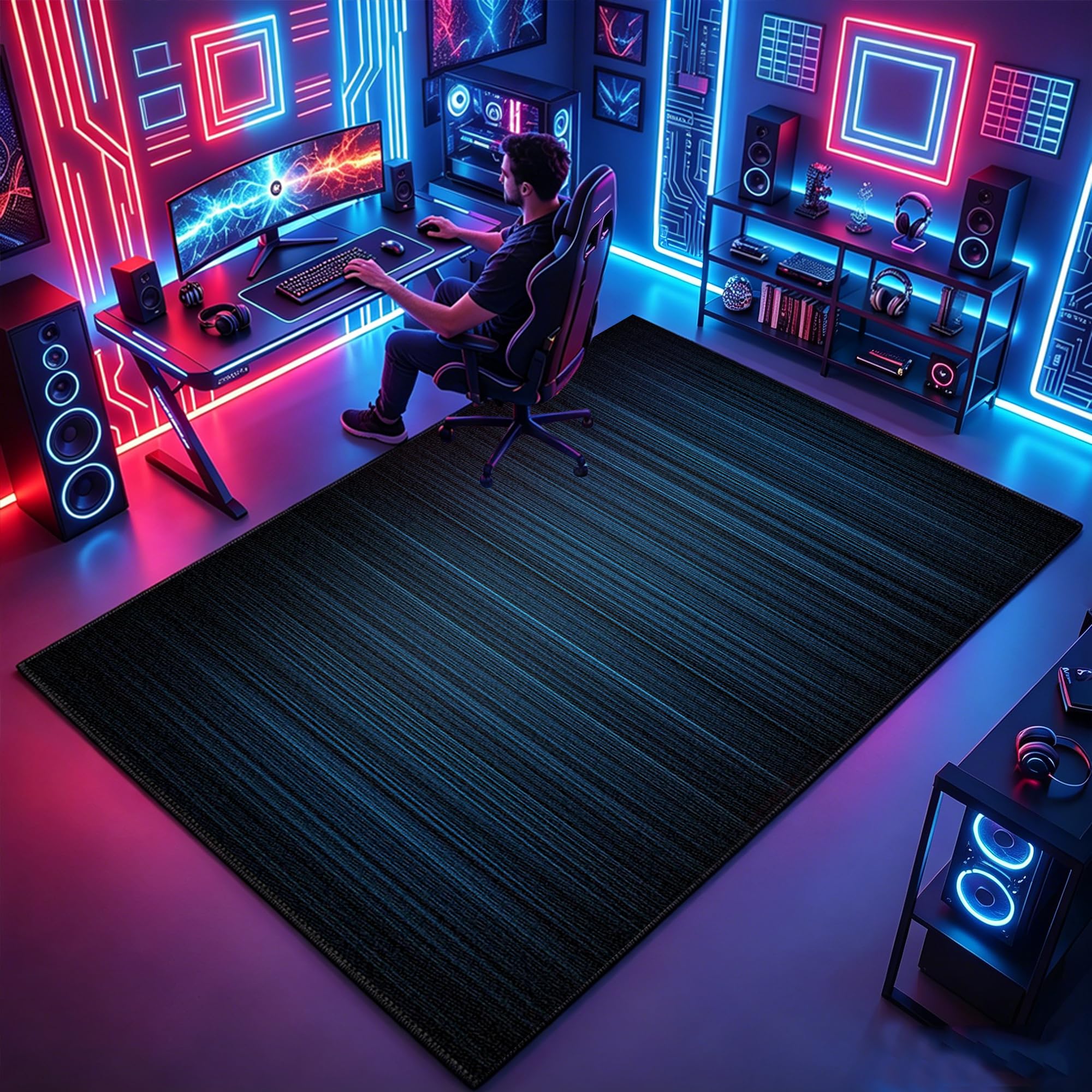 Tapis de jeu gaming 3D avec motifs en relief pour salon et chambre ado