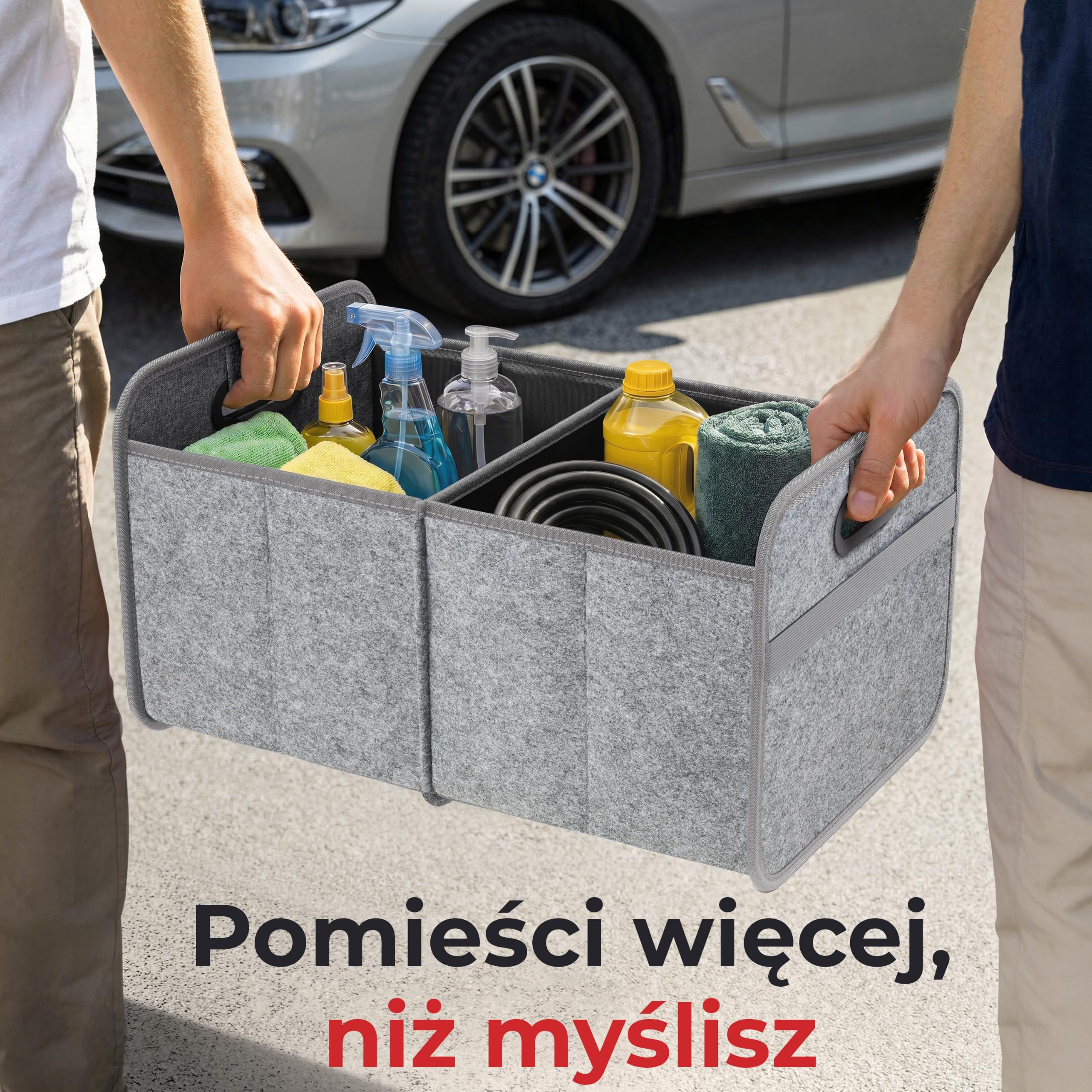 achilles samochodowa składana torba XL, filcowa torba do bagażnika z dużą ilością miejsca do przechowywania, duża filcowa torba na zakupy, filcowe pudełko do przechowywania uporządkowanych rzeczy,