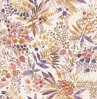 12 Plum Bathroom Ideas for a Rich Elegant Color Palette 8 NuWallpaper NUS4310 Naupaka Peel & Stick Wallpaper, Plum Ochre