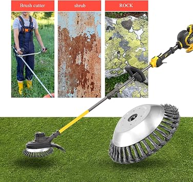 8 Inch Unbreakable Wired Trimmer Blade, Steel Wire Cutter Trimmer Head, Wire Rotary Brush Weed, Weed Eater Head with Adapter Kit for Moss Grass Rust Removal, Gardening Lawnmower