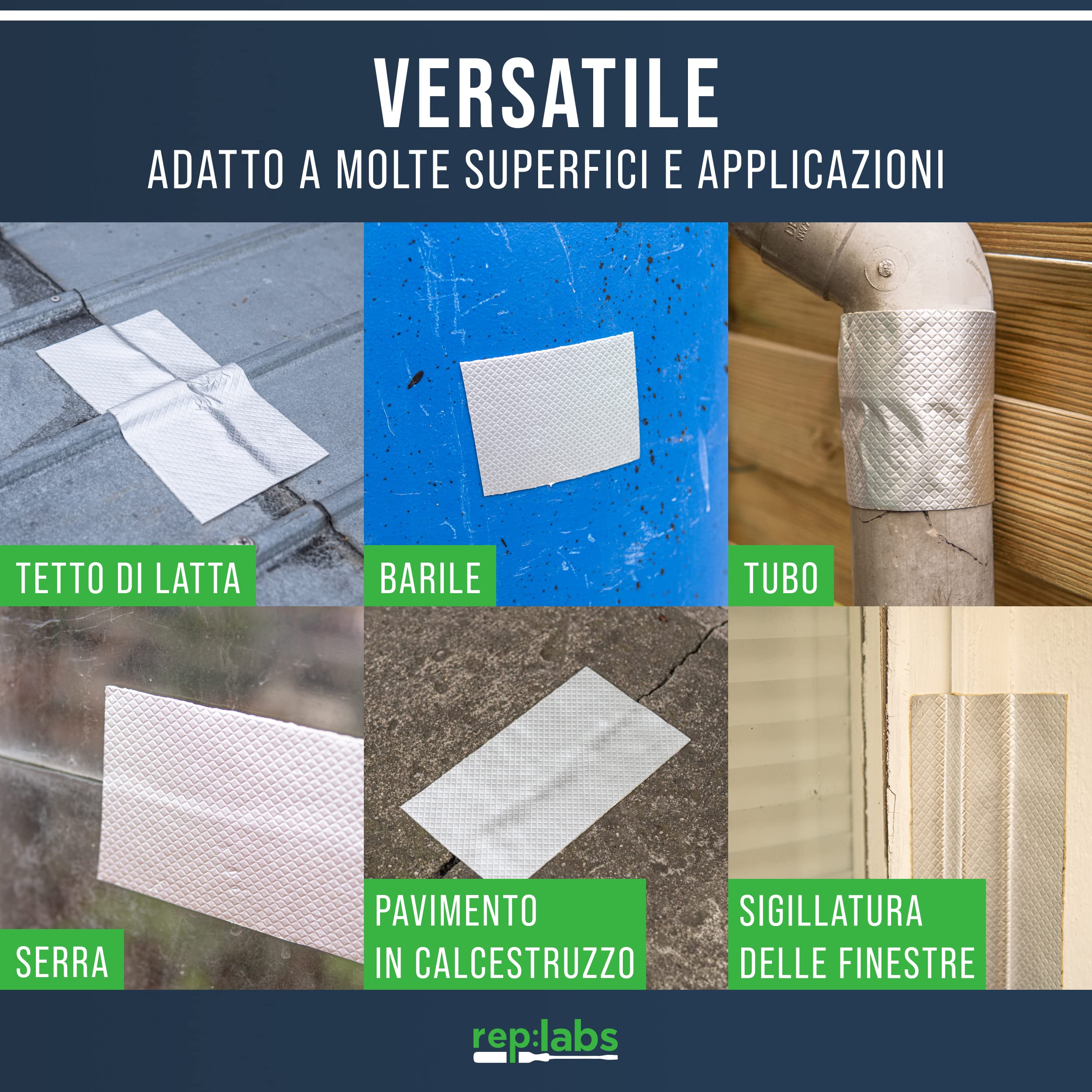 Nastro di riparazione butilico impermeabile (5m) con taglierino Nastro sigillante autoadesivo per riparazioni di grondaie o piscine 10cm di larghezza x 1,5mm di spessore