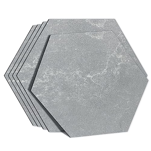 KASARO Azulejo decorativo autoadhesivo de PVC hexagonal de 15 hojas, para baño, dormitorio, cocina, sala de estar, suelo de piedra de mármol de 0.12