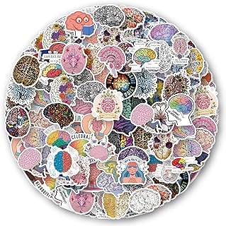 50 Pcs Brain Stickers Pack | Colorful Brain Stickers Vinyl Waterproof for Scrapbook,Journaling,Laptop,Bumper,Skateboard,Water Bottles,Computer,Phone,Cartoon,Hard hat,Car Stickers