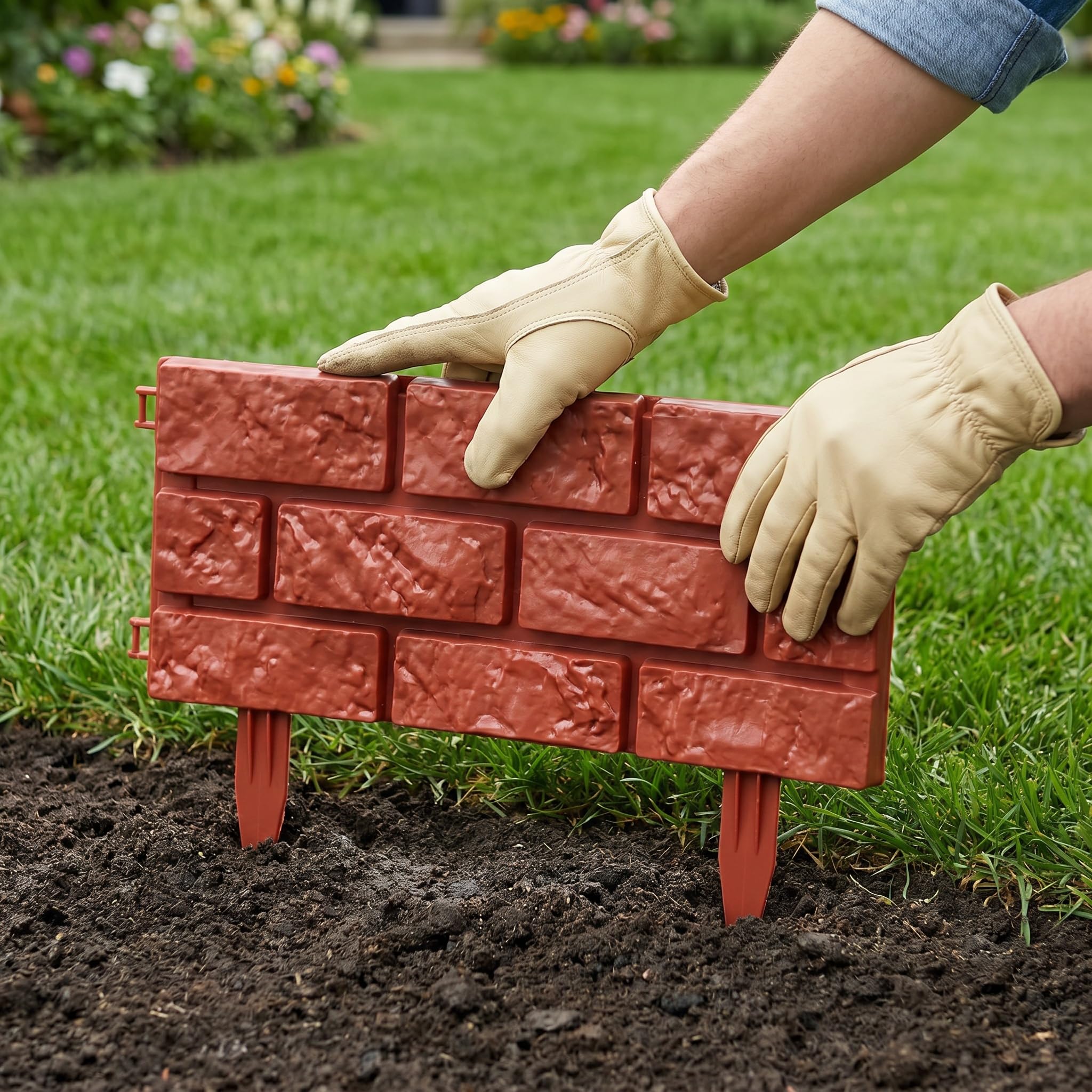 Recinzione di Contenimento per Giardino in Plastica Effetto Pietra - Pannelli per Bordure da Aiuola Effetto Mattone Rimovibili per Un Facile Montaggio E Unelegante White 15PCS