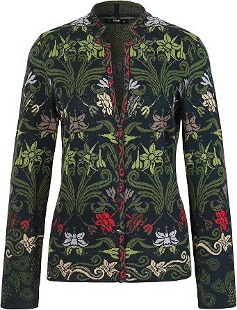 IVKO Jacquard Jacket Grasset Floral Art Nouveau in Green Cotton