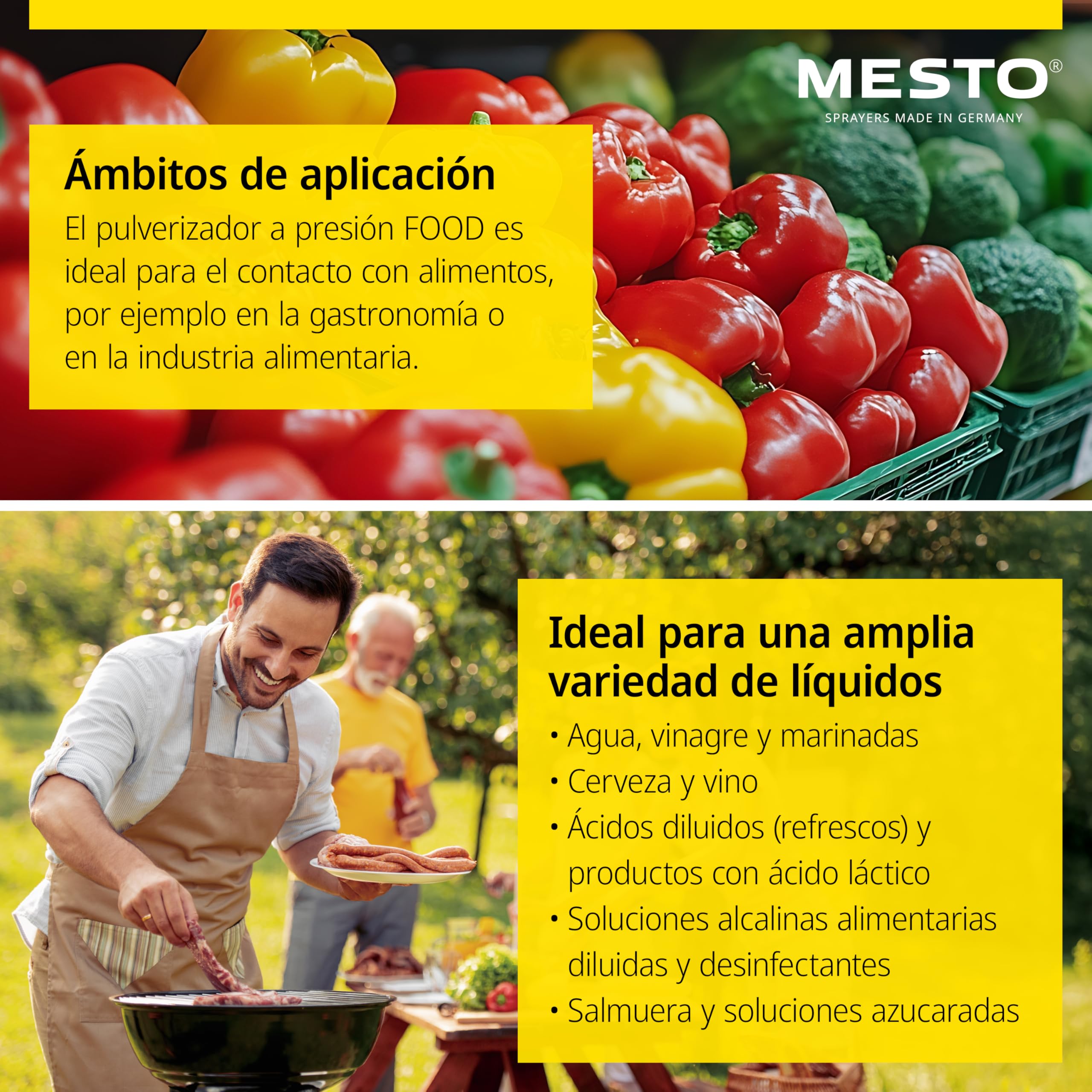 MESTO Food Pulverizador a presión de 1,5 l, botella de spray para alimentos, pulverizador para contacto con alimentos, ideal para ahumar y humedecer alimentos a la parrilla