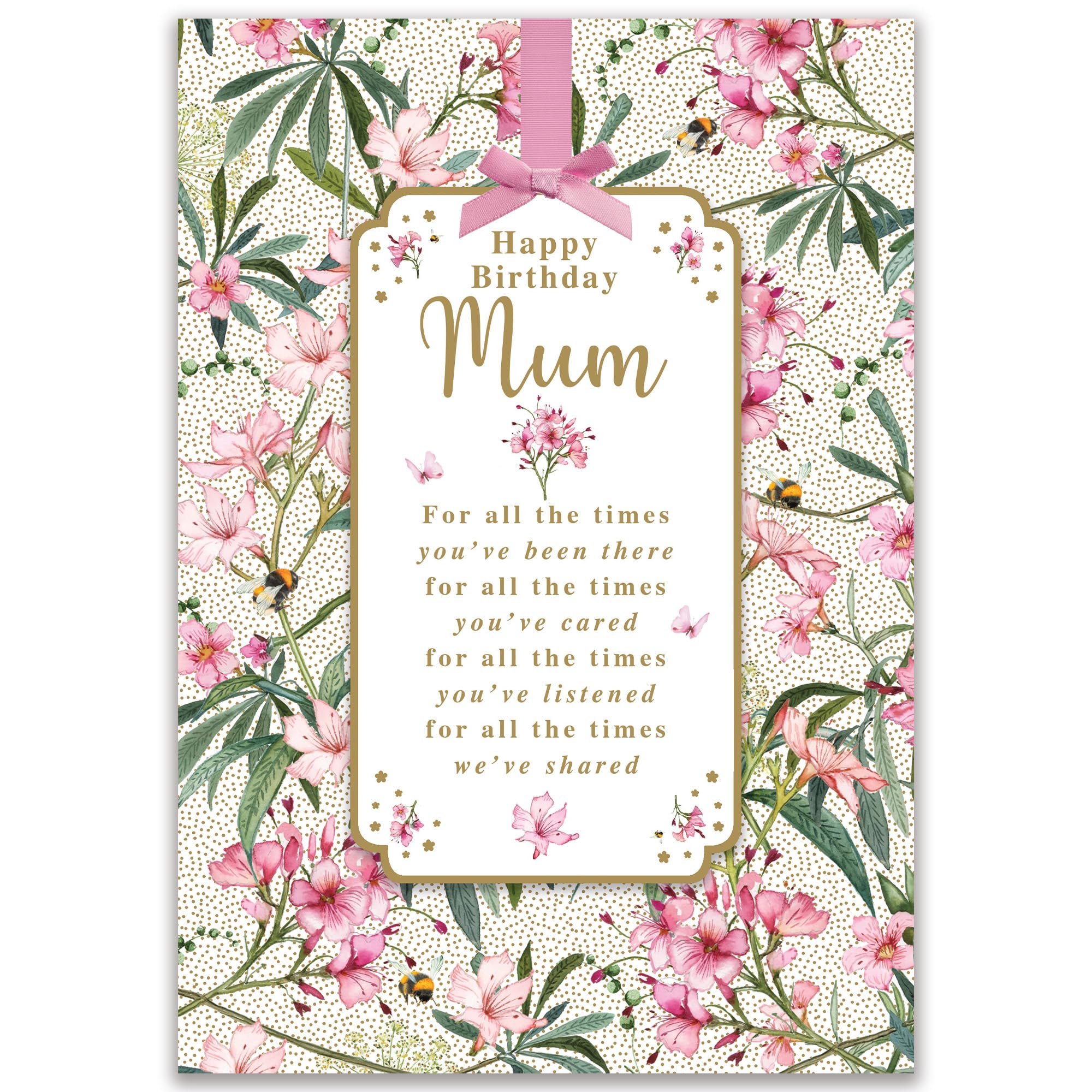 Nigel Quiney Birthday Card for Mum - Sentimental Floral Bumble Bees Design - Removable Keepsake, Embossed Gold Foil Finish - Premium Greeting Card with Envelope
