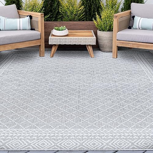 Alfombra grande para interiores y exteriores, resistente al agua y a la decoloración, de 8 x 10 pies, para patio, terraza, porche, entrada, alfombra