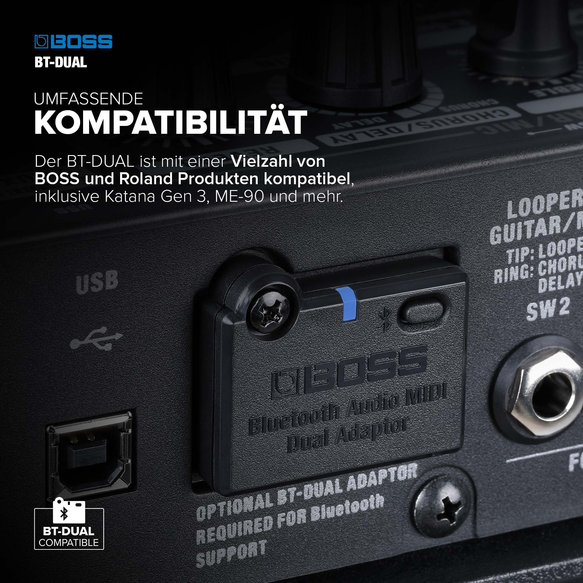 boss me90+BT DUAL+電源アダプター BOSS BT-DUAL | Bluetooth Audio MIDI Dual-Adapter | Erweitert