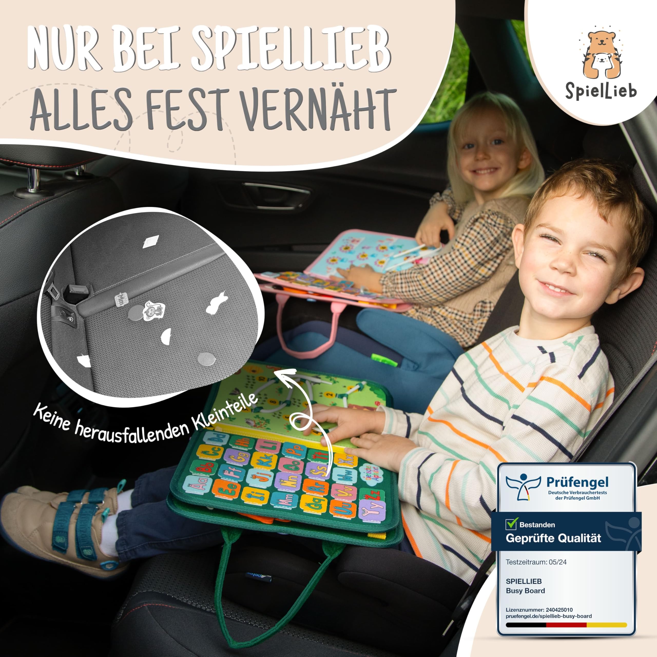SpielLieb® Montessori Busy Board tedesco dai 3 anni in su, giocattolo interattivo per bambini – Occupazione per auto e aereo sviluppo e capacità motorie