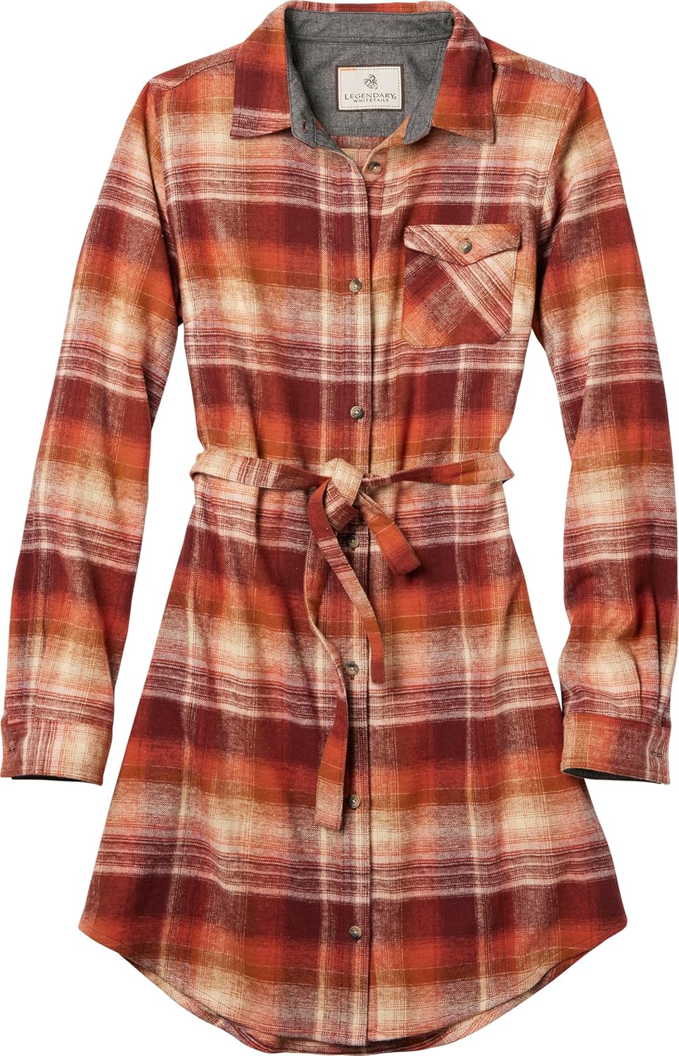 Legendary Whitetails womens Open Spaces Dress, Plaid Flannel Long Sleeve Button Up Tunic With Belt - Image 5