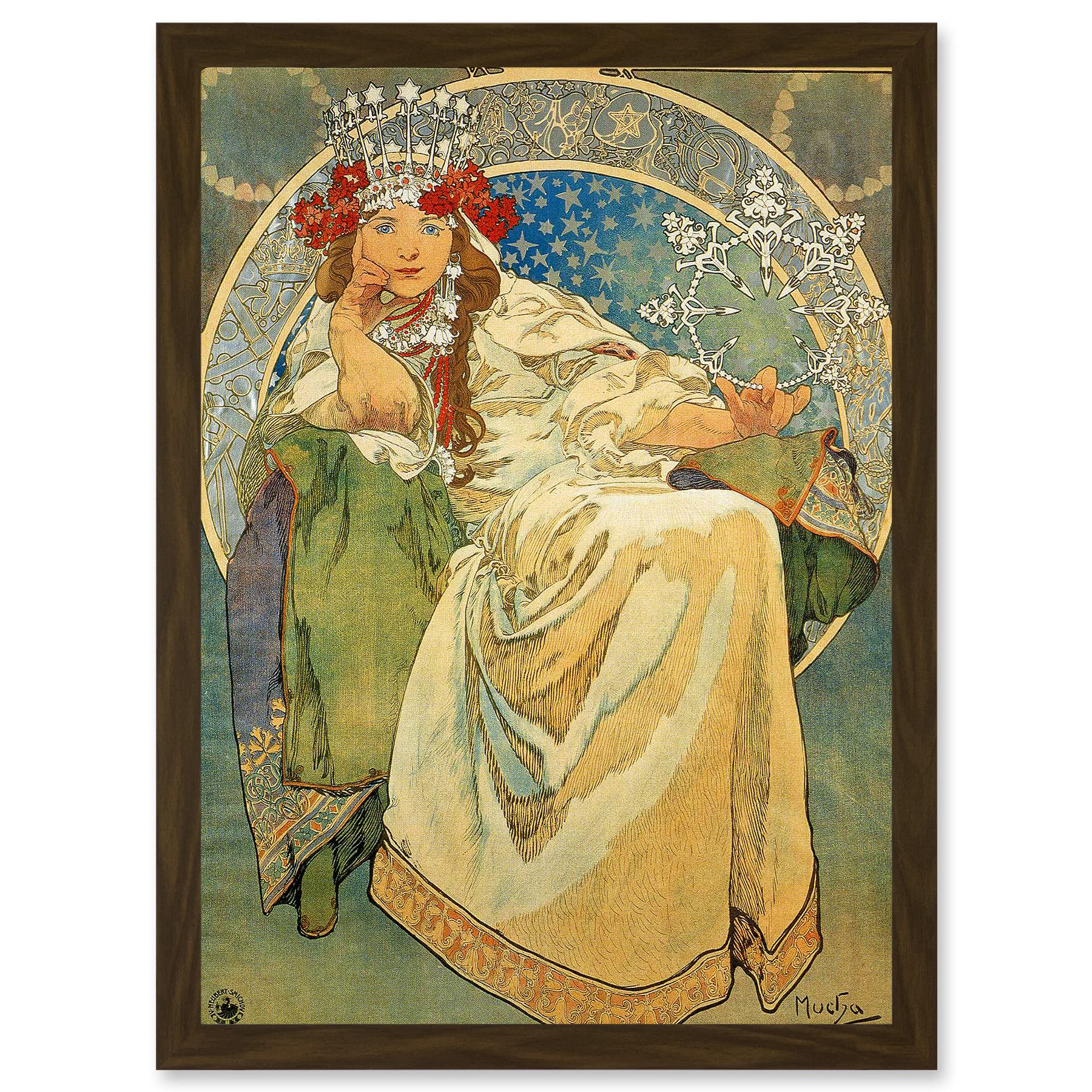 Artery8 Alphonse Mucha Princess Hyacinth 1911 Art Nouveau Vintage Painting A4 Artwork Framed Wall Art Print