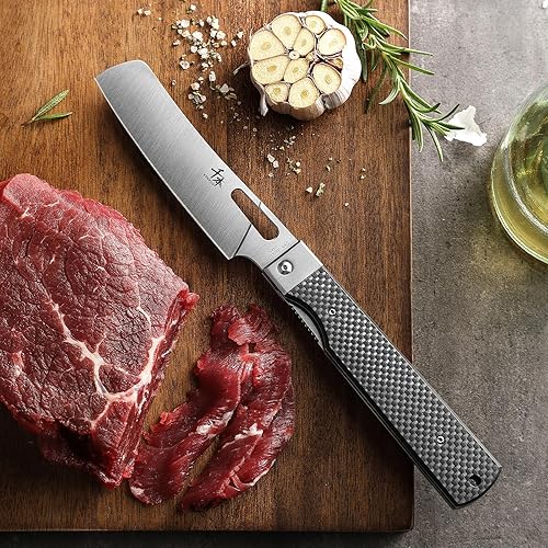 Miniatura 5 de SENBON 440 Stainless Steel Sharp Pocket Folding Chef Knife Peeling Utility Knife Fruit Knife Carbon Fiber Handle Camping Barbecue Outdoor Kitchen