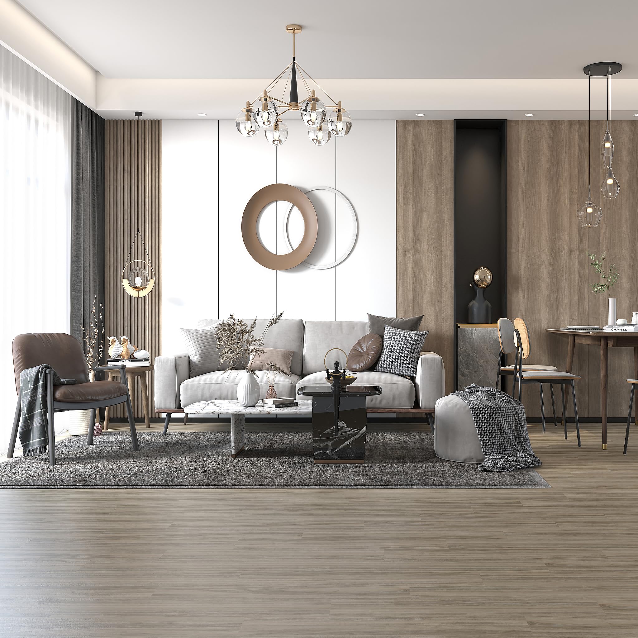 LZQ PVC Bodenbelag Vinylboden Selbstklebend mit Holz-Effekt, 72 Vinyl Fliesen 10,04m² Bodenfliesen Selbstklebend, Klebefliesen Boden Verschleißfest Wasserfest für Wohnzimmer Küche, Eiche Gewaschen