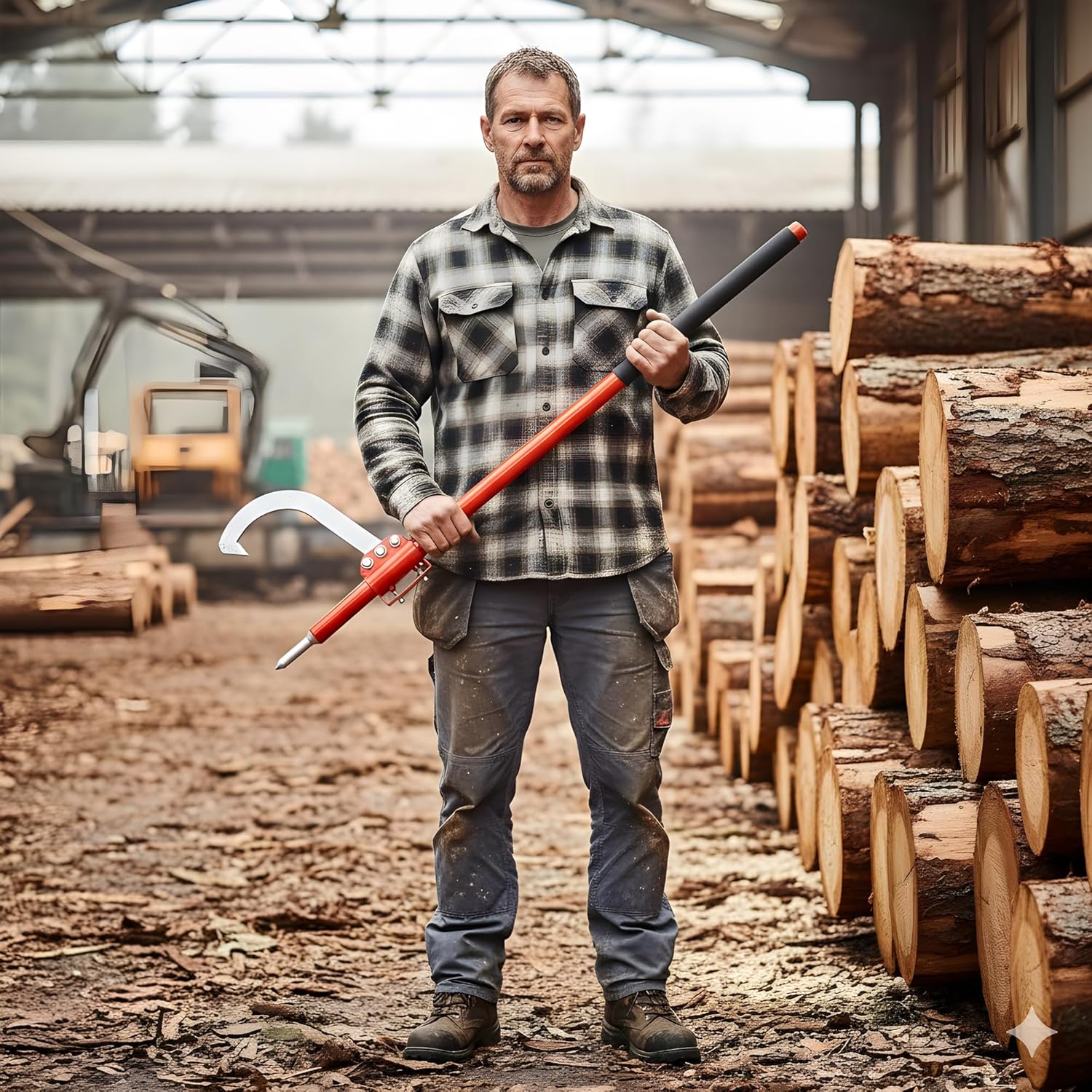 FEBTECH Log Peavey 48" - Carbon Steel Log Peavey Tool with Rubber Grip Handle & Fully Adjustable Hook - Log Peavey for Separating Stacked Firewood - Perfect Tool for Sawyers, Loggers & Wood Workers