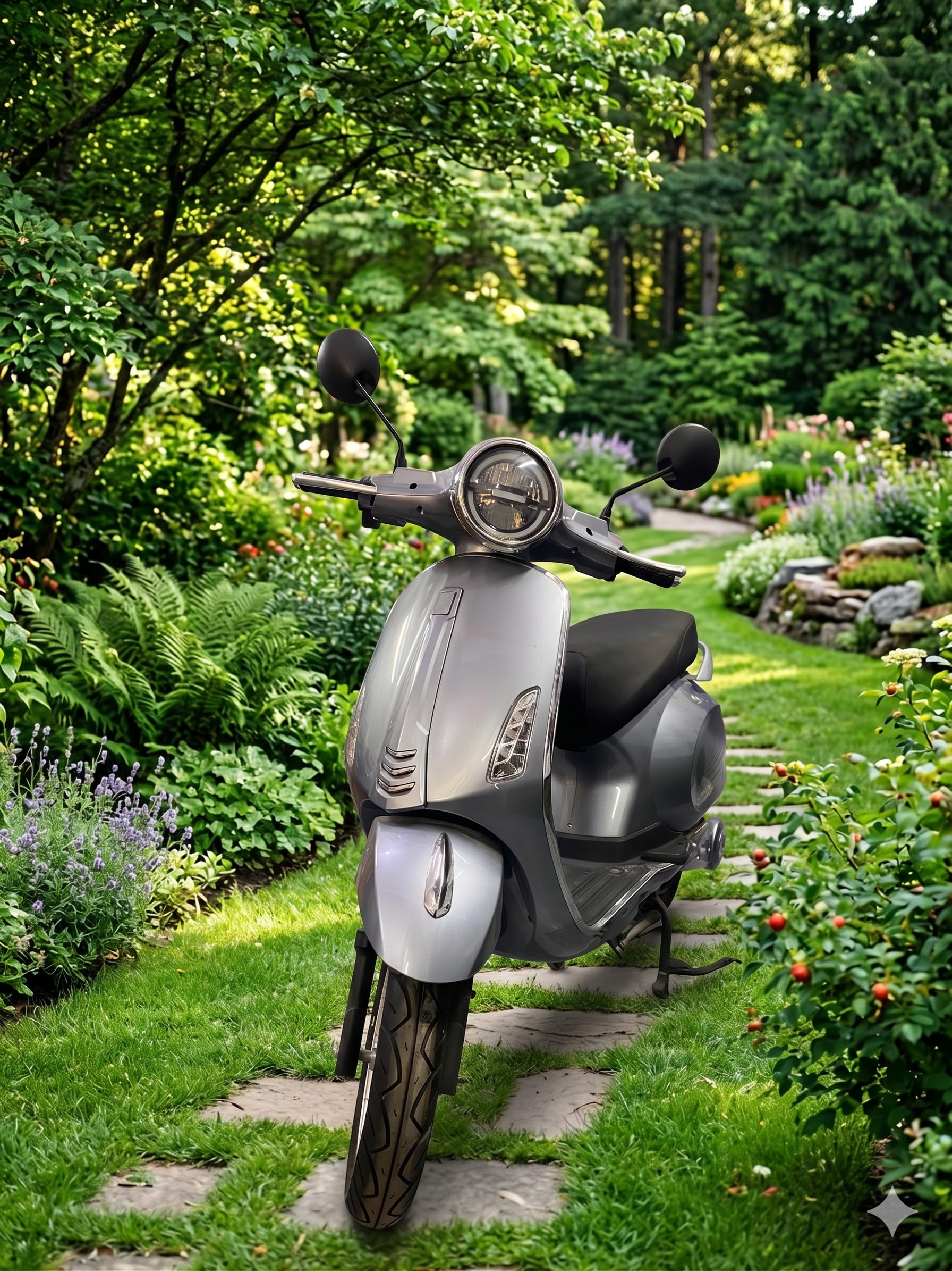 SHAKYAWORLD Legend Electric Scooter, Sporty Design, Grey, LED Headlight, Wide Seat, Lithium Ion Battery with Range 60-80km, Maximum Speed:35km/h Non RTO-EV Bike-image-7