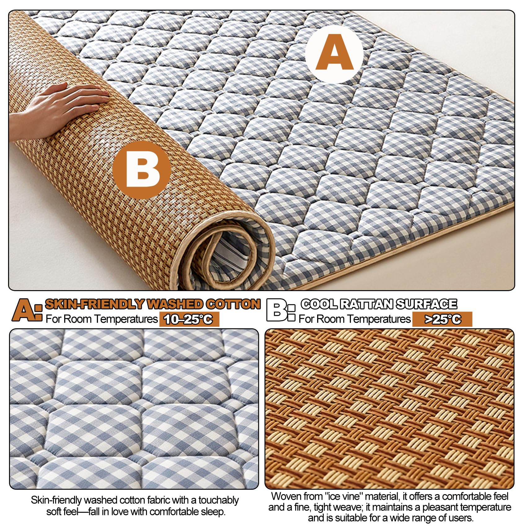 Cubrecolchón tamaño Queen, de Viscosa de Rattan Cover