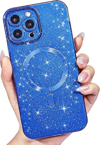 Miniatura 27 de Funda para iPhone 15 Pro con purpurina compatible con Magsafe, funda magnética Mag Safe para teléfono femenina, linda, brillante y bonita para Rosa