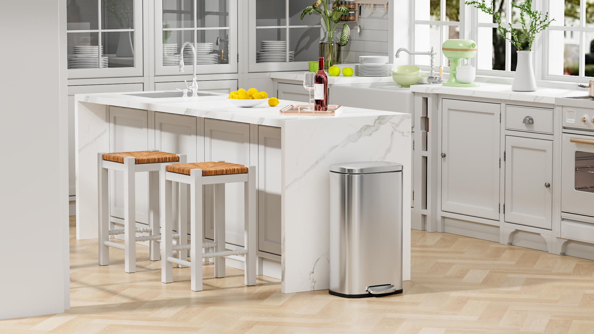 Amazon.com: Arlopu 8/13.2 Gallon Step Trash Can, Stainless Steel