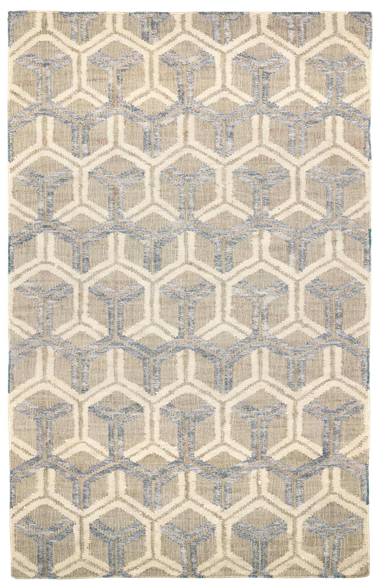 Dash & Albert Tala Blue Handwoven Jute Rug, 7.5 X 9.5 Feet, Blue Geometric Pattern