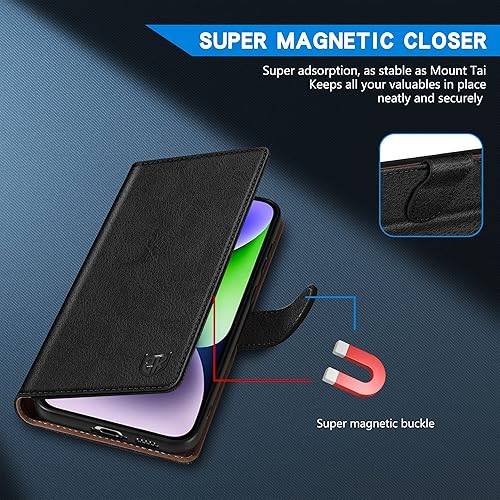 Miniatura 3 de ZZXX Funda tipo cartera para iPhone 14 Plus con bloqueo RFID, ranura para tarjetas, función atril, cierre magnético, funda protectora de cuero