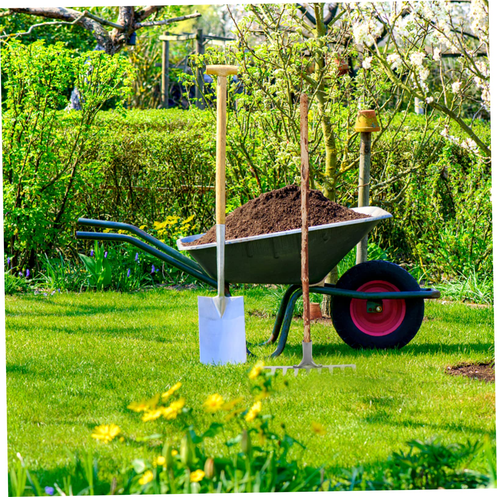 BESPORTBLE 1pezzi Rastrello da Giardino in Rastrello Agricolo Nove Denti Attrezzo per Pulire Foglie e Detriti da Prato e Area Esterna