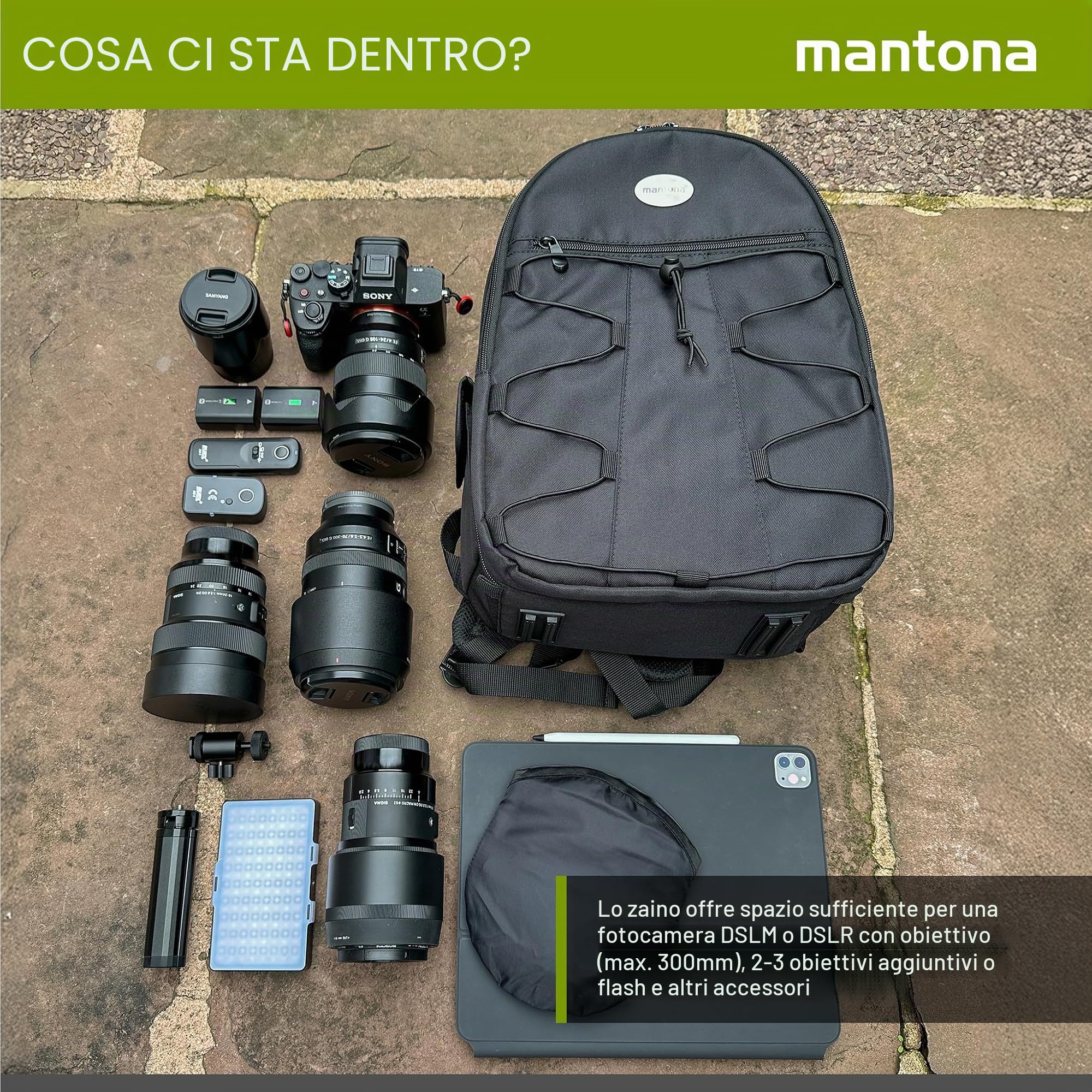 Mantona Azurit - Zaino per fotocamera