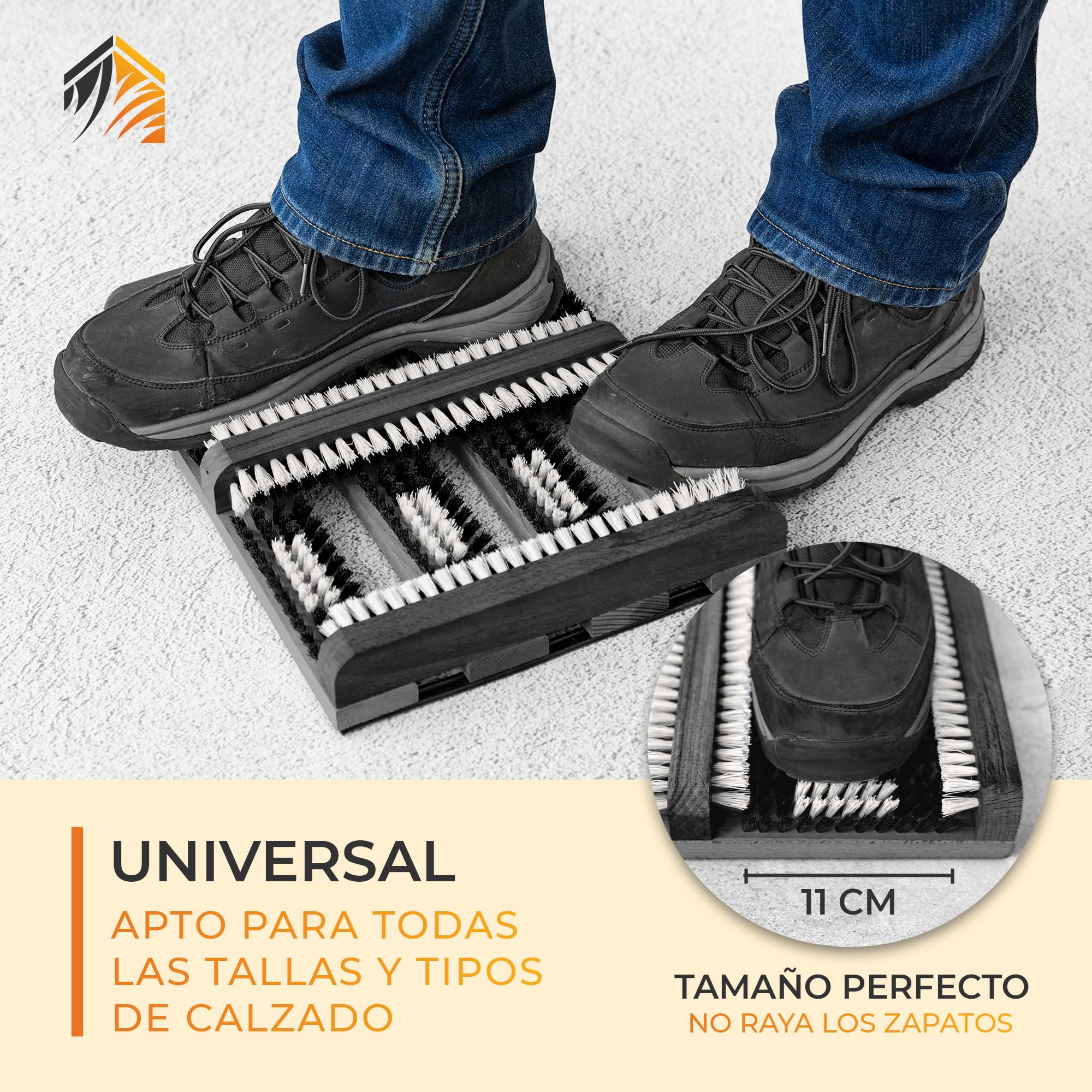 Limpiador Zapatillas con Alfombrilla Antideslizante y Cepillos Fuertes|Ideal Cepillo Zapatos para Exterior e Interior con Listones Laterales y Diseño Duradero|Limpia Zapatos Juego de 1,Gris