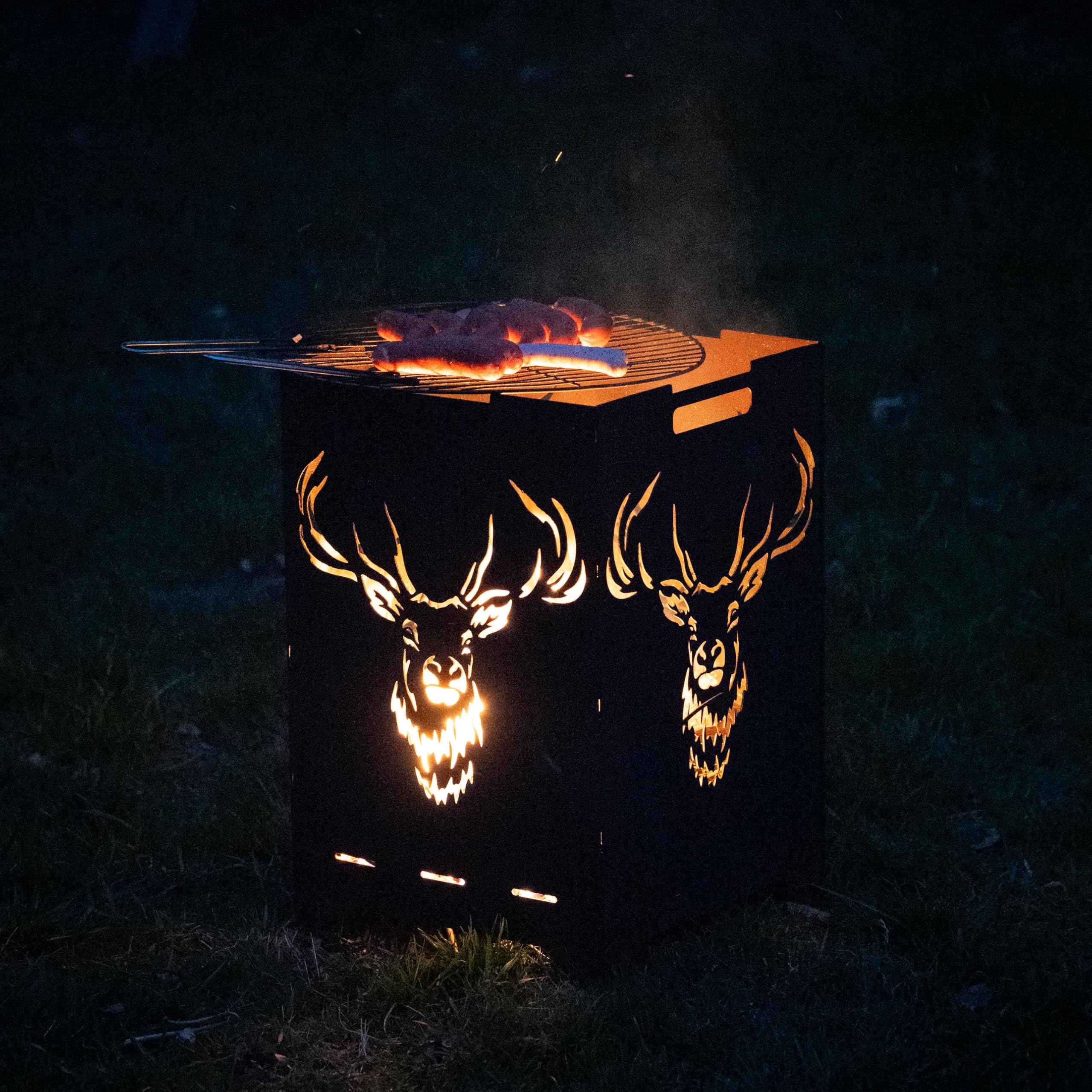 Kapaga - Tonneau de feu Foyer de Jardin en Acier corten - Ø 30cm x 37cm - Foyer Robuste Outdoor & Grill en Optique Rouille, Parfait pour Jardin & terrasse - Corbeille à feu (Rouille 1)