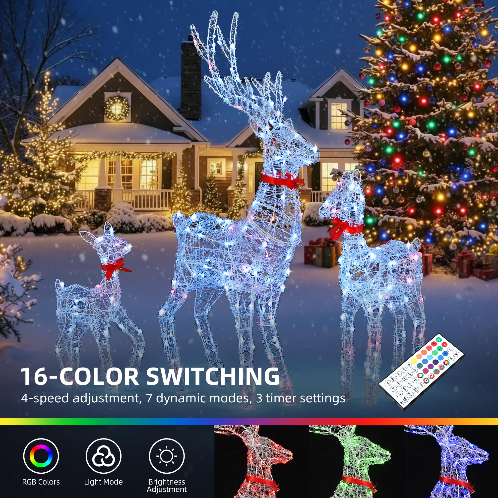 Kerstdecoratie rendier Acryl 140 blauwe LED's 120 cm
