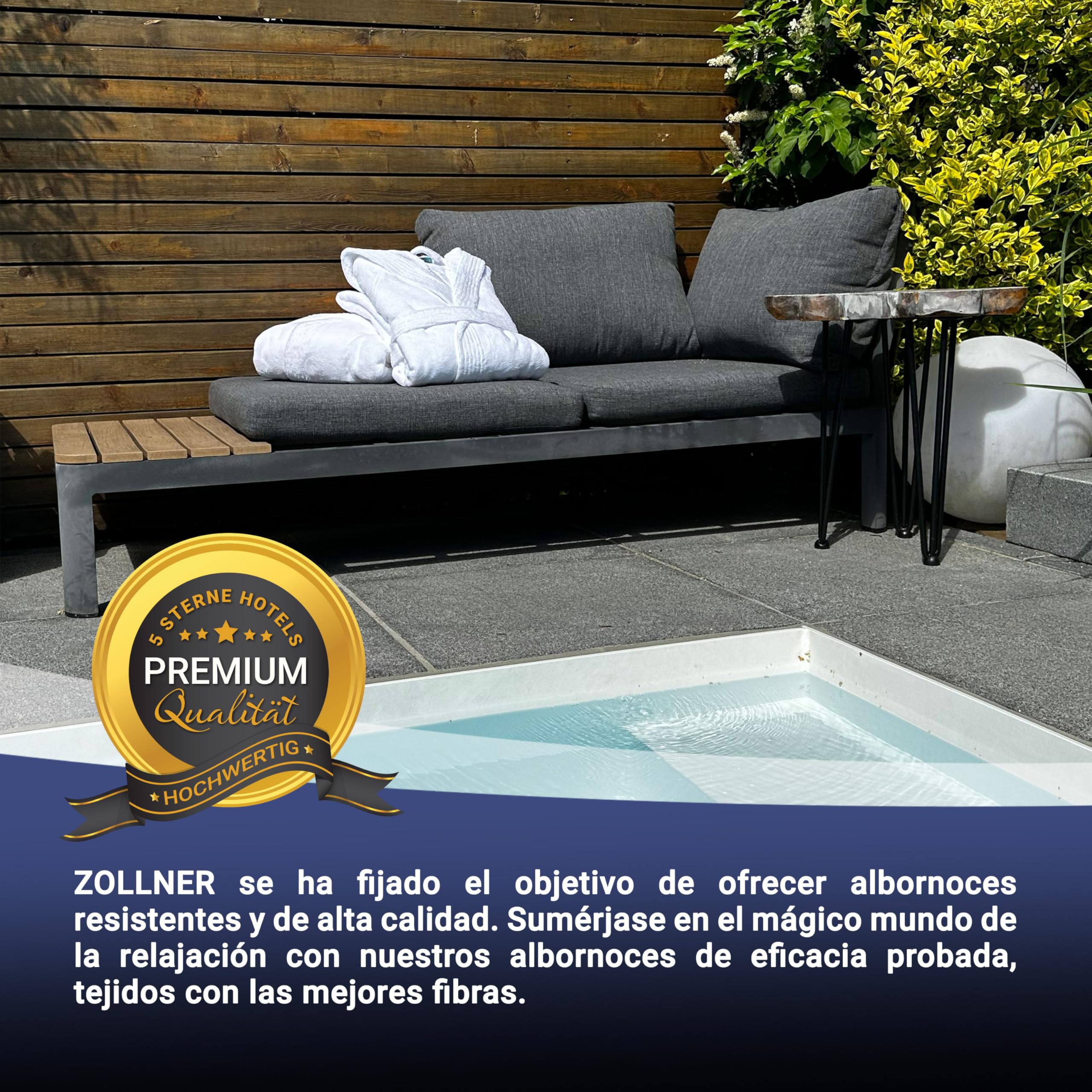 ZOLLNER Albornoz con capucha: agradable al tacto y muy absorbente, unisex, tejido mixto, tallas S-XXL, lavable, calidad hotelera, certificado Oeko Tex®, 568