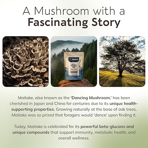 Miniatura 6 de Suplemento orgánico en polvo de hongos Maitake de 3.53 oz Extracto de alta resistencia 101 de cuerpo fructífero puro 30% de glucanos beta-D