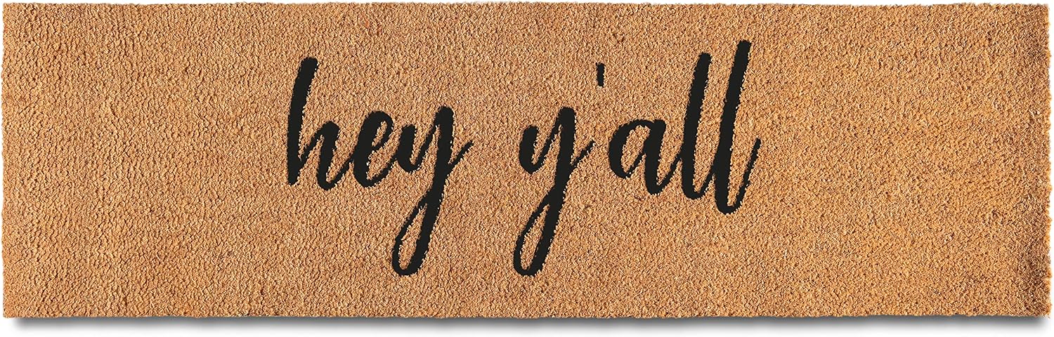 Hey Y'all Welcome Mat Front Door 50x15 Inch, Large Door Mat Outdoor, Southern Door Mat, Hey Yall Coir Mat Entryway, Hey Yall Entrance Mat Front Door Decor, Oversized Doormat, Large Welcome Mat
