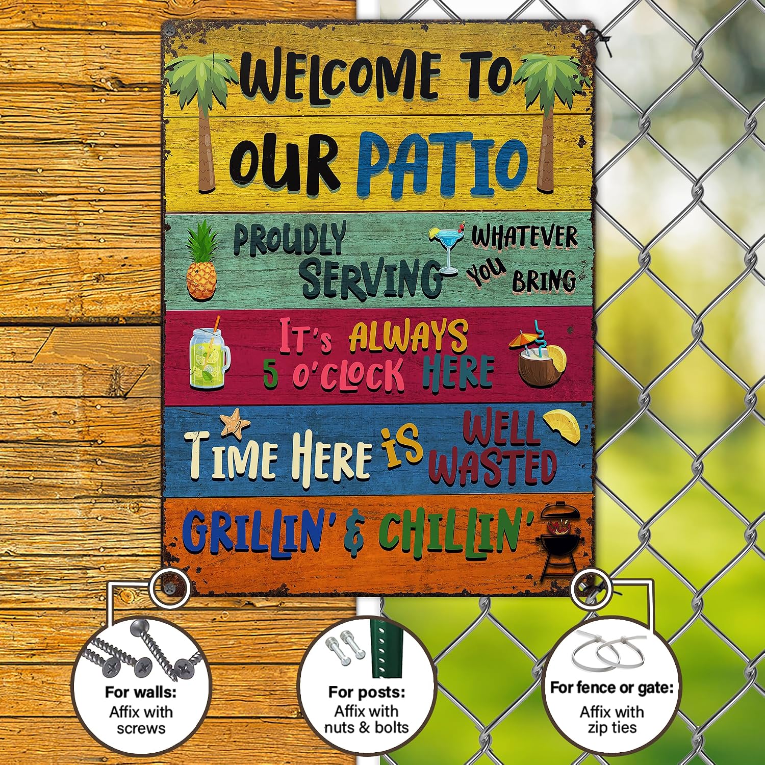 WANDER PRINTS Welcome To Our Patio Classic Metal Sign 12x16 Inch image 3