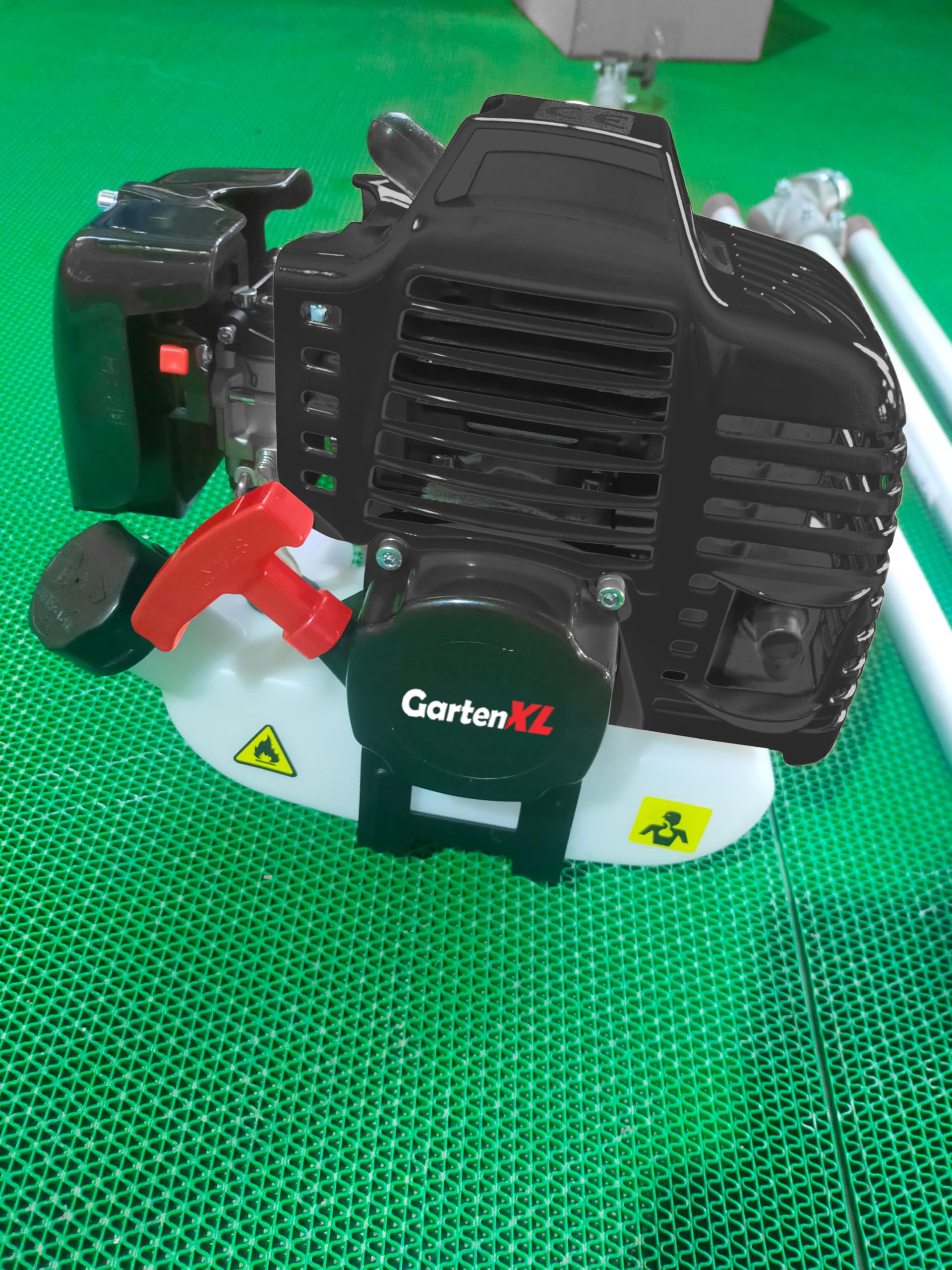 IPOTOOLS Desbrozadora 5 en 1, 52 cc, 3 CV, gasolina, desbrozadora, bobina de hilo, 3 dientes, correa de mochila, sierra de podar, cortasetos, certificado TÜV