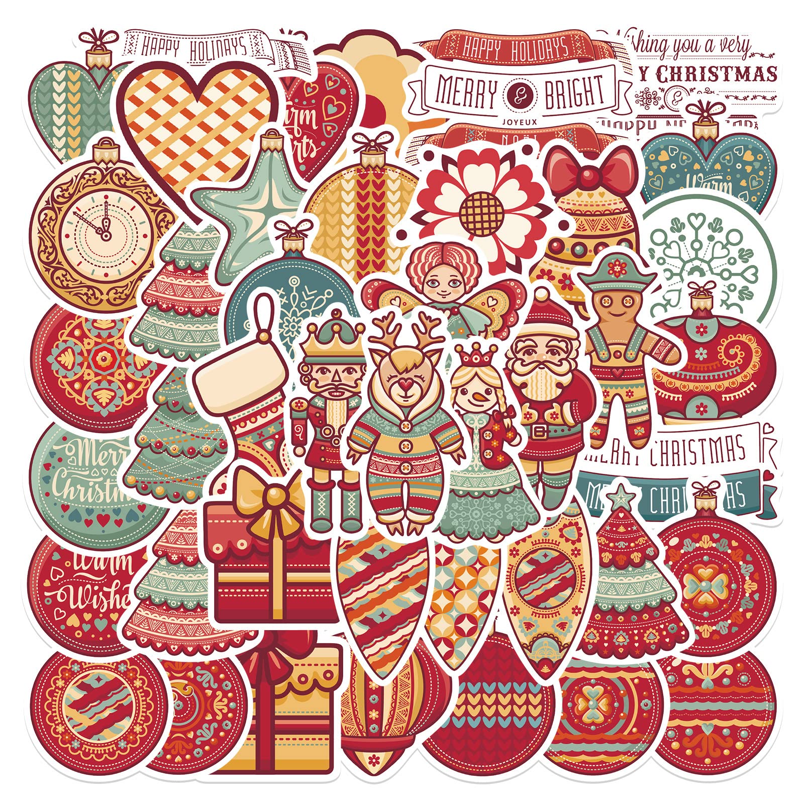 LZLPACKING 48pcs Cartoon Christmas Pendants Graffiti Stickers can be Used to Decorate Luggage pens
