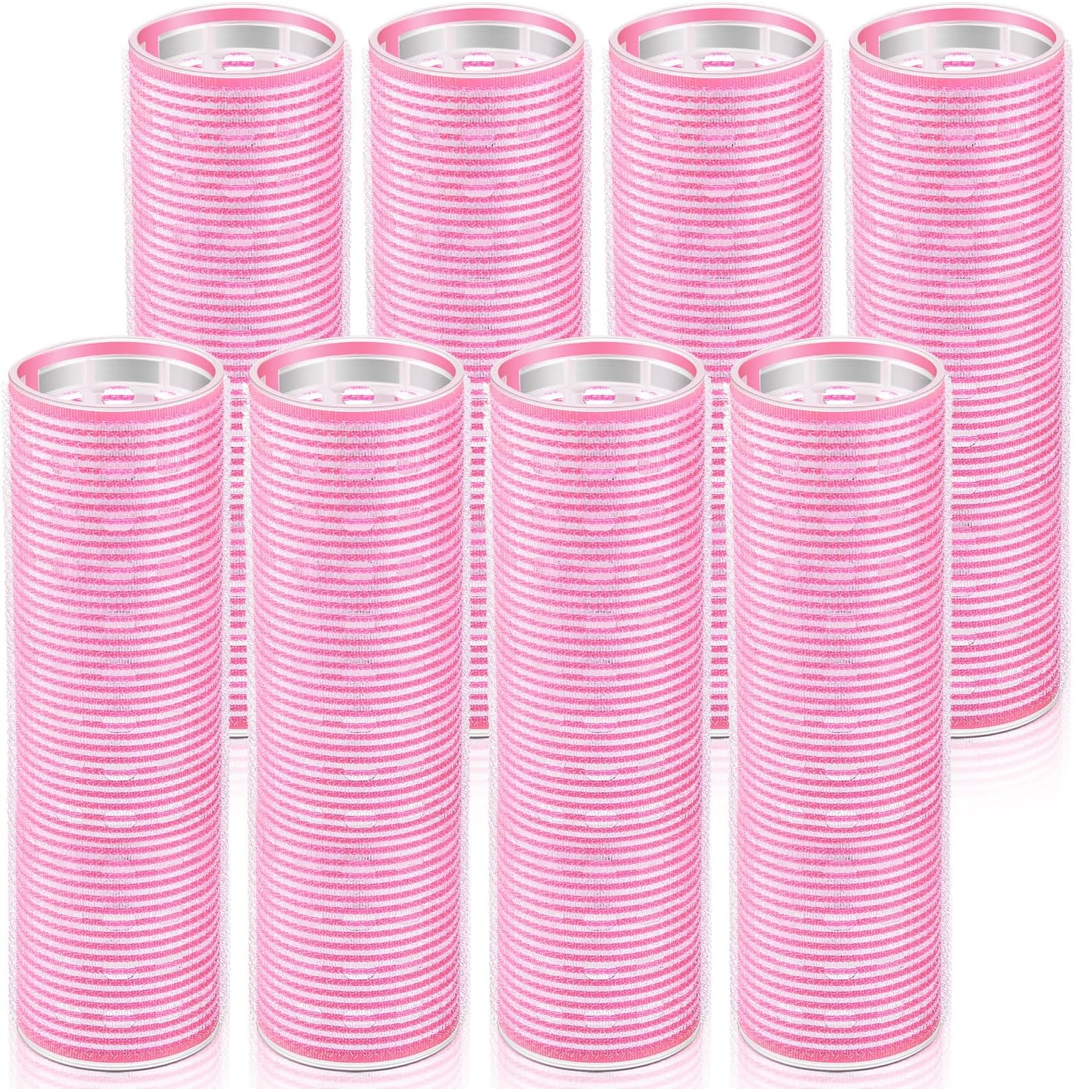 WILLBOND 8 Pcs Long Hair Rollers for Bangs Aluminum Core Curlers Thermal 4.1 x 1.2 Inch Self Grip Roller for Long and Medium Jumbo Hair Women Hairstyle(Pink)