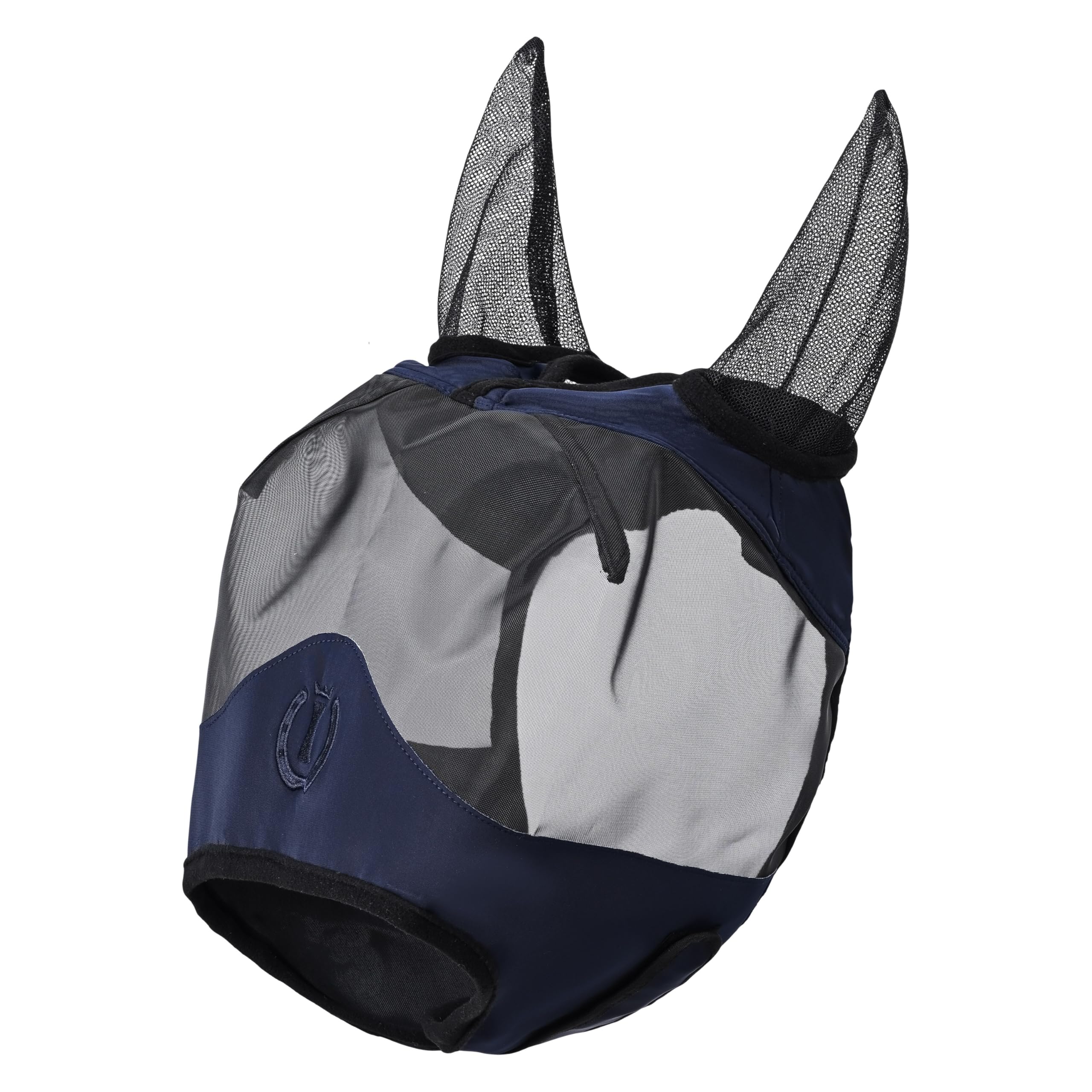 Imperial Riding IRH Fly Shield, Fly Mask with UV Mesh and Fleece Edging, Navy with Ears, Cob