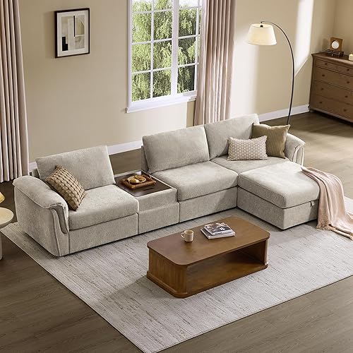 Miniatura 12 de CHITA Sofás seccionales extra grandes para sala de estar, sofá modular Cloud con diván, otomano con almacenamiento, sofá en forma de L de 3 plazas,