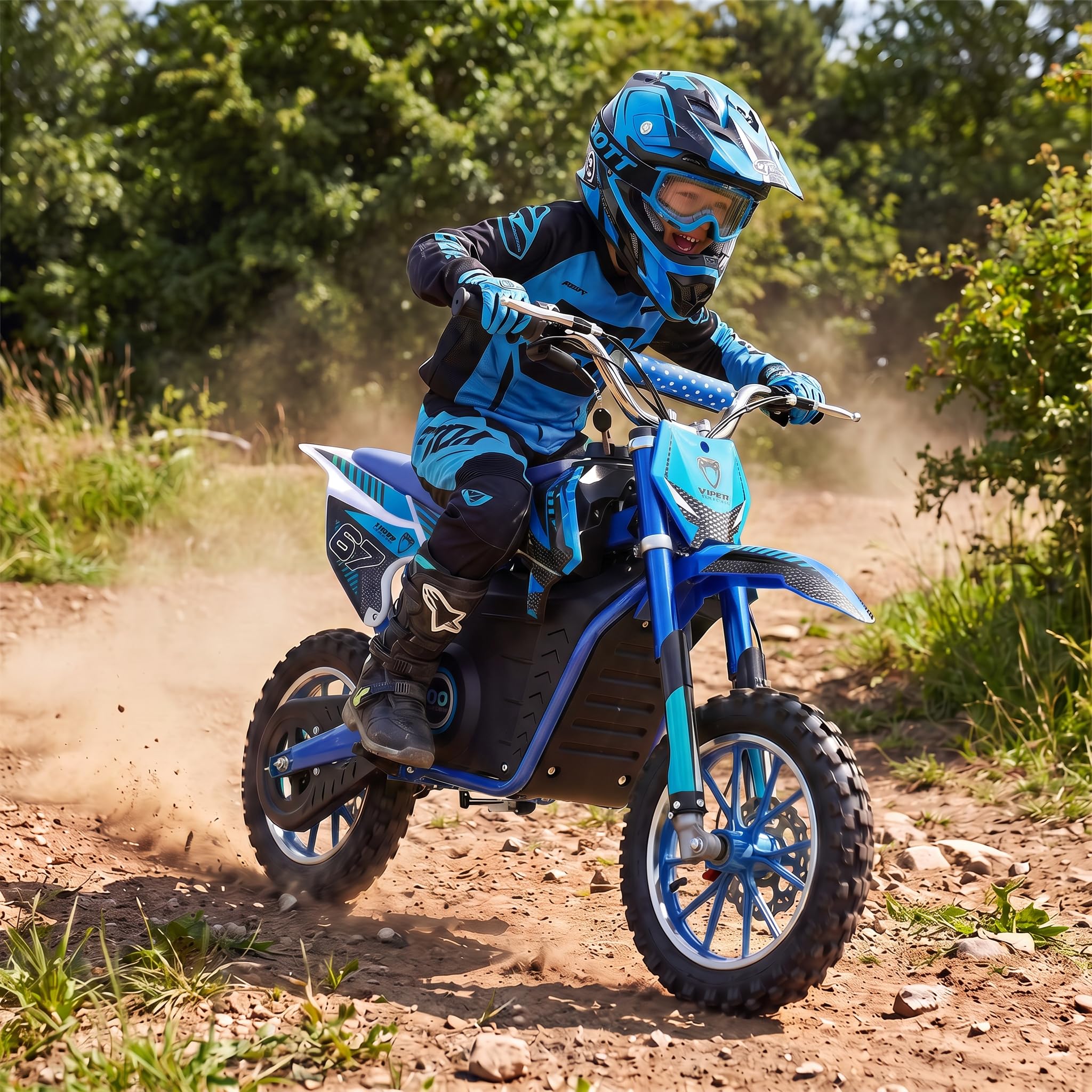 Actionbikes Motors Kinder Elektro Crossbike Viper (Blau) | 𝟭𝟬𝟬𝟬 Watt Motor bis 𝟐𝟒 km/h | Motorrad | Pocket Bike | Dirt Bike | Pocketbike