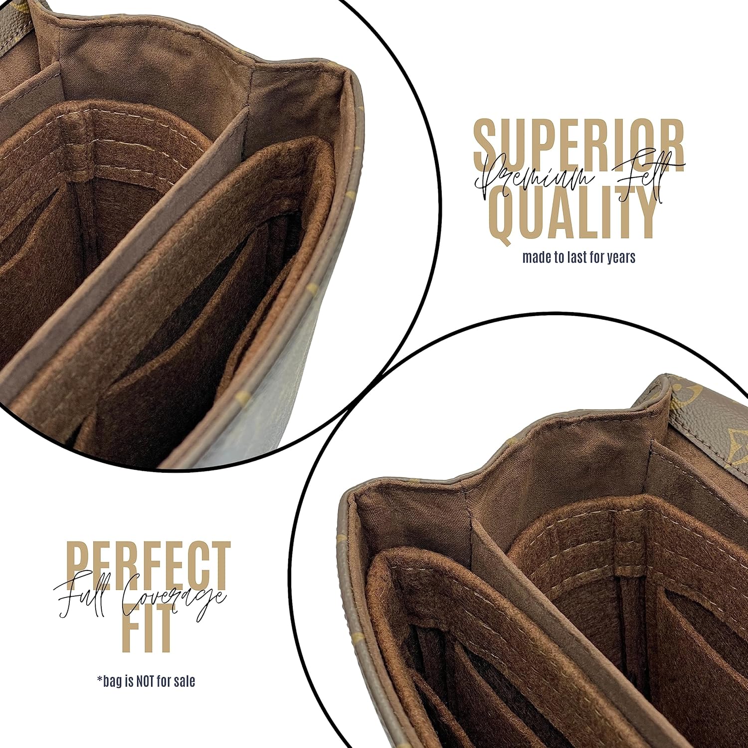 Divitize Premium Purse Organizer compatible with Pochette Metis East-West Bag Insert — Perfect Fit, Durable Quality Felt, Full Coverage & No Bulking, 24+ Shades (For Metis, Brown)