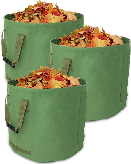 Benz Garden 3X Garten-Abfallsack - Faltbarer Laub-Sack aus robustem Leinengewebe - Schwerlast-Gartensack - Gartentasche - Rasensack - 3X 125 Liter