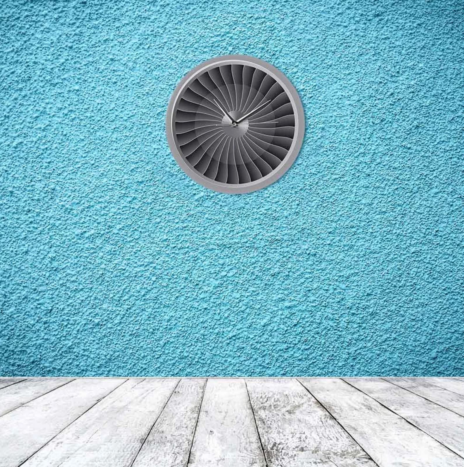 30cm Reloj de pared de acrílico impreso con motor de ventilador de turbina de motor a reacción, reloj de arte de pared de avión, decoración de aviación, reloj de pared piloto de arte de chorro