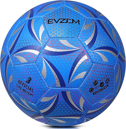 Miniatura 3 de EVZOM Balón de fútbol luminoso oficial juego de fútbol americano, tamaño 3, tamaño 4, tamaño 5 para niños, niñas, adultos, al aire libre, interior,