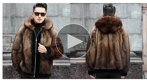 Denny&Dora Natural Mink Fur Coat Fashion Hooded Fur Jacket Mens