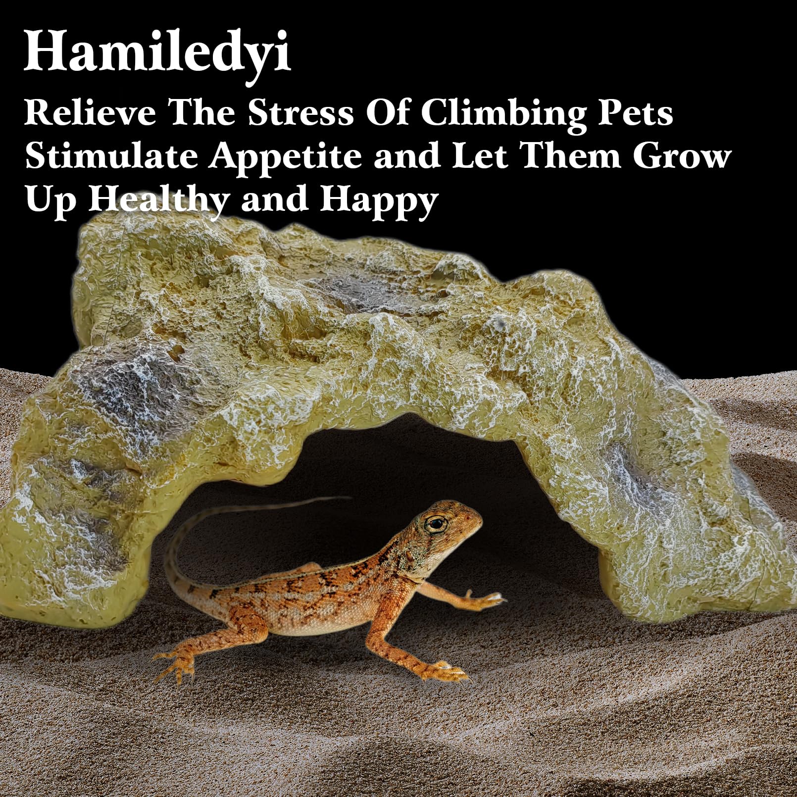 Hamiledyi Escondite de reptil grande de imitación de roca para reptiles, escondites de cueva de reptiles, terrario, decoración de hábitat, escondite de dragón barbudo para serpientes, gecos, lagartos,