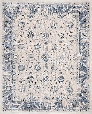 SAFAVIEH Charleston Collection X-Large Area Rug - 11' x 15', Ivory & Blue, Oriental Distressed Design, Non-Shedding & Easy Care, Ideal for High Traffic Areas in Living Room, Bedroom (CHL413A)